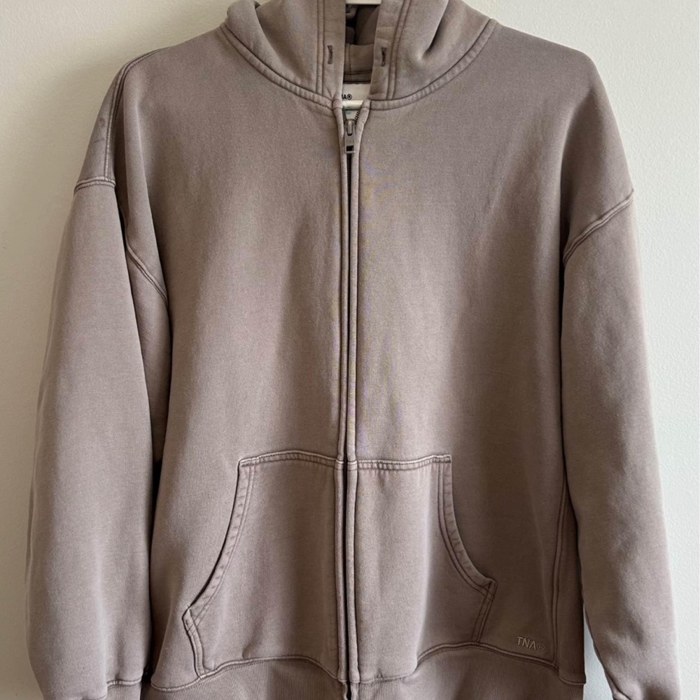 TNA Women's Light Brown Zip Up
Sweater/Hoodie Boyfriend Fit Cozy Fleece
Size M